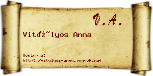 Vitályos Anna névjegykártya