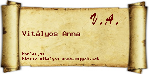 Vitályos Anna névjegykártya